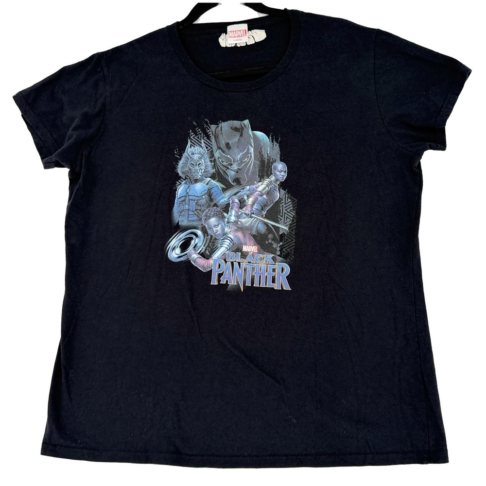 Marvel Black Panther T Shirt Wakanda Short Sleeve Graphic‎ Print Black